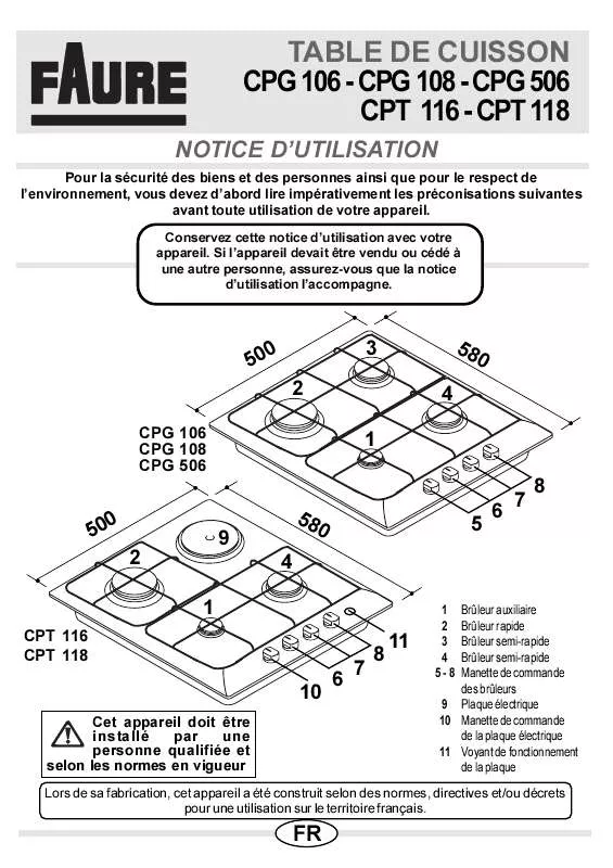 Mode d'emploi FAURE CPG104X