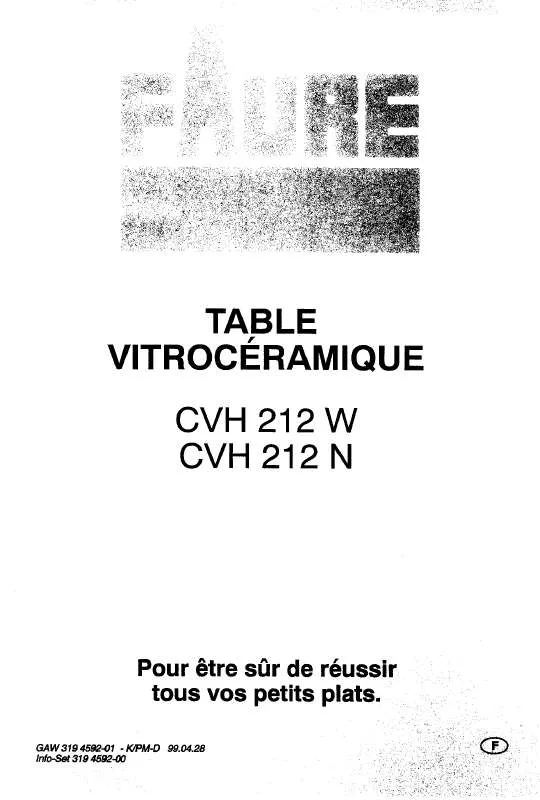 Mode d'emploi FAURE CVH212N