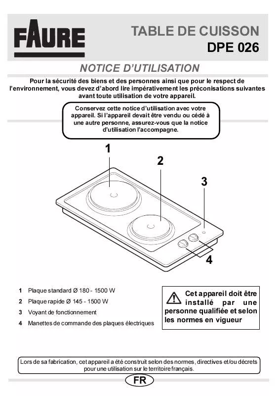 Mode d'emploi FAURE DPE026W