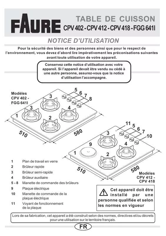 Mode d'emploi FAURE FGG641IS