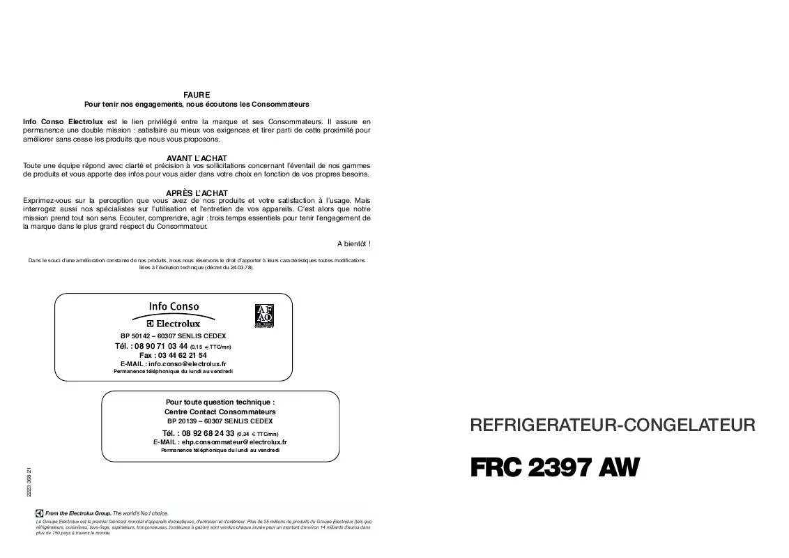 Mode d'emploi FAURE FRC2397AW