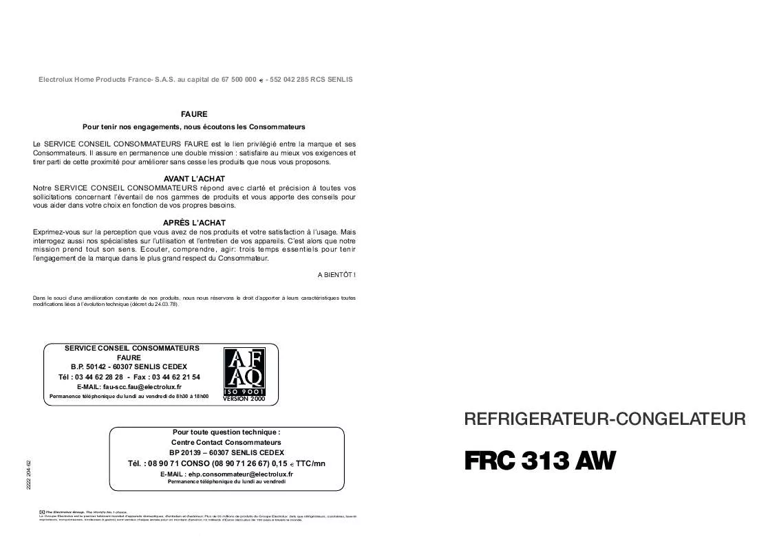 Mode d'emploi FAURE FRC313AW1