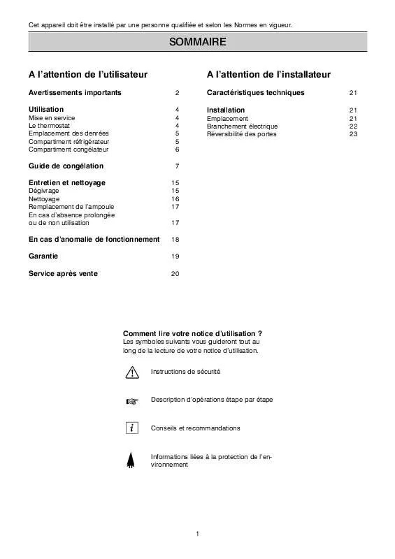 Mode d'emploi FAURE FRC3337AW