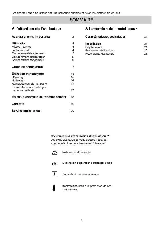 Mode d'emploi FAURE FRD2287DAC