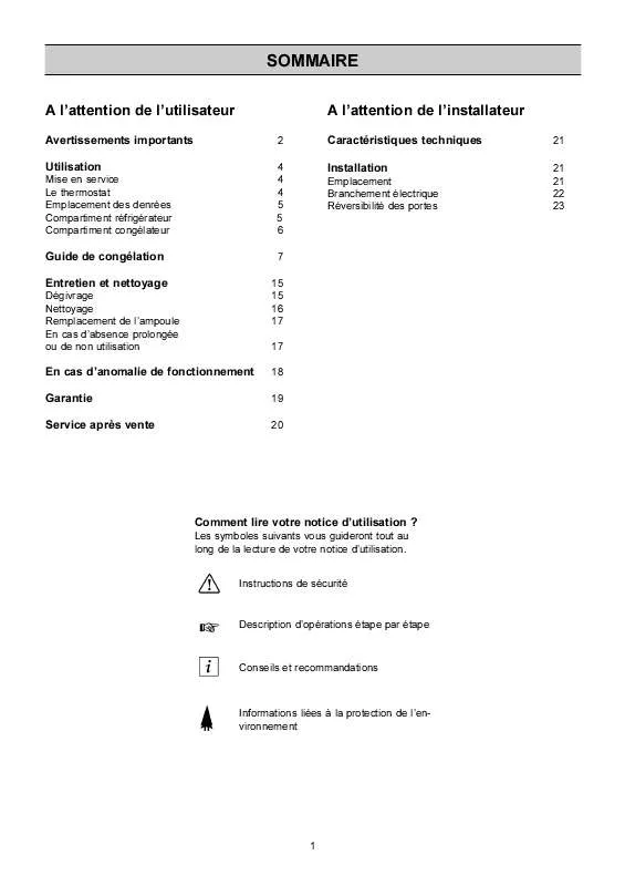 Mode d'emploi FAURE FRD293AW