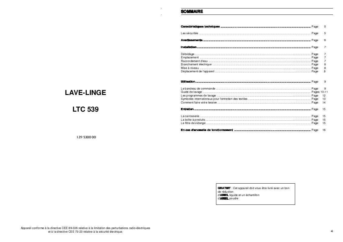 Mode d'emploi FAURE LTC539