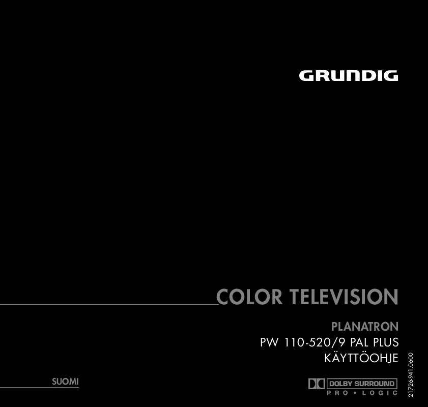 Mode d'emploi GRUNDIG PLANATRON PW 110-520/9 PAL PLUS