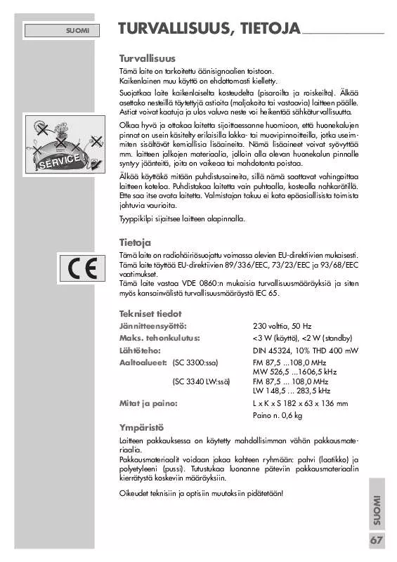 Mode d'emploi GRUNDIG SONOCLOCK 30 SC 3300