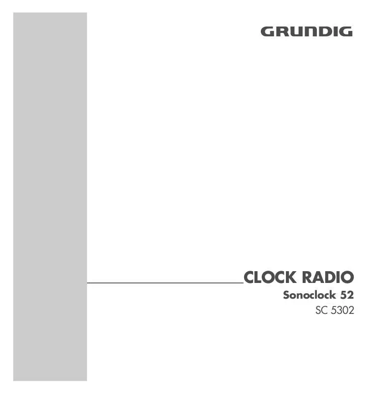 Mode d'emploi GRUNDIG SONOCLOCK 52 SC 5302