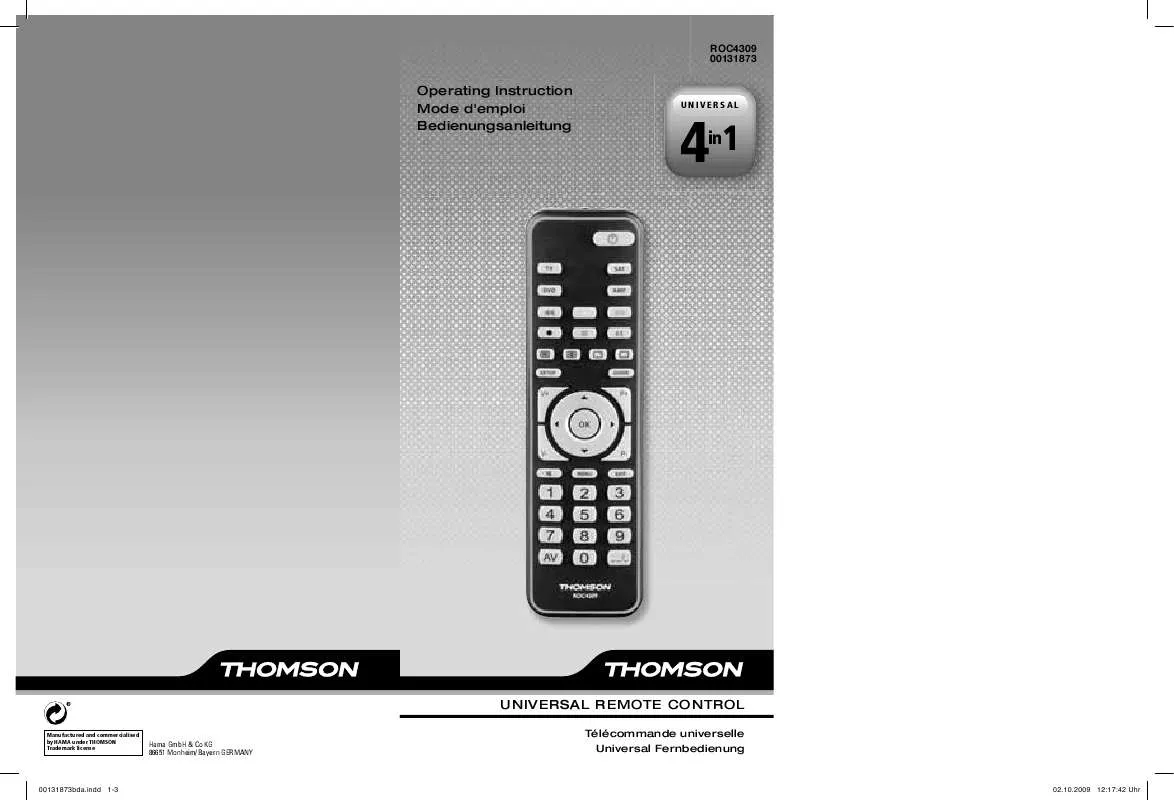 Mode d'emploi HAMA ROC4309