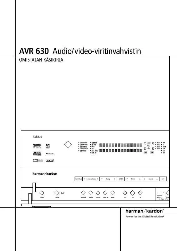 Mode d'emploi HARMAN KARDON AVR 630