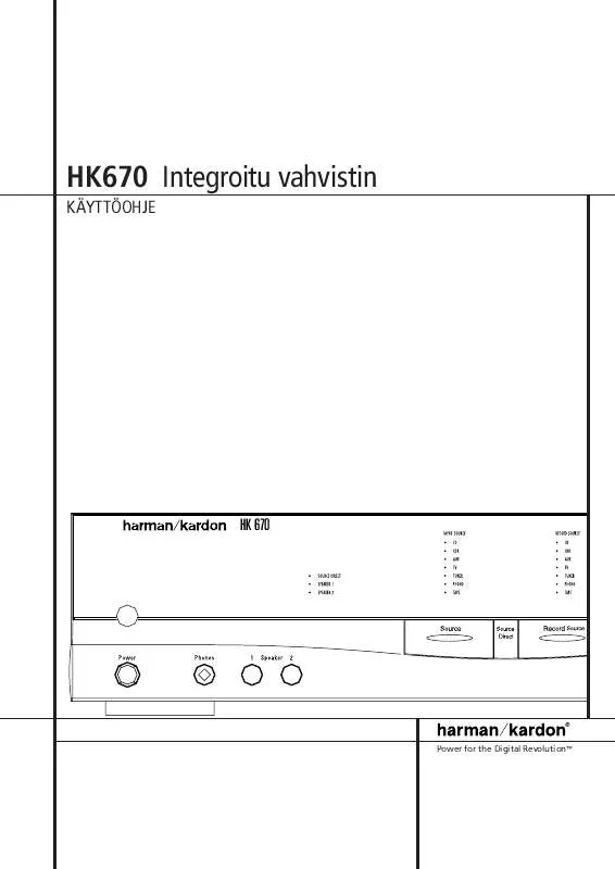 Mode d'emploi HARMAN KARDON HK 670