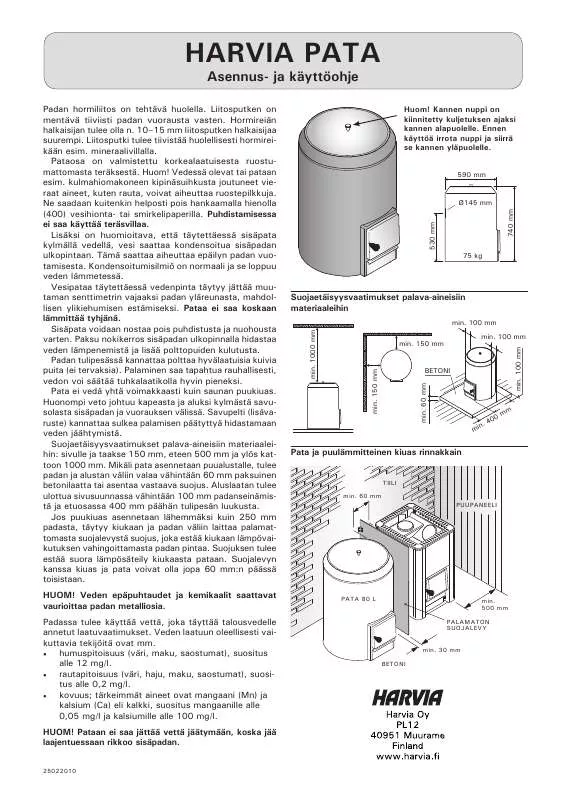 Mode d'emploi HARVIA PATA 80