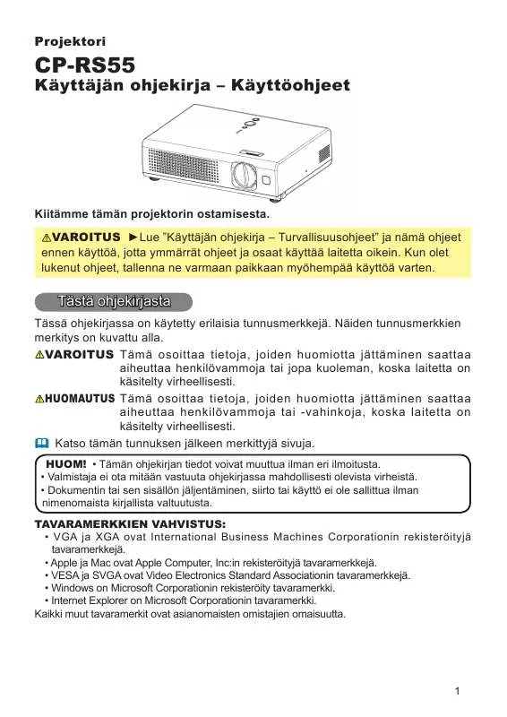 Mode d'emploi HITACHI CP-RS55