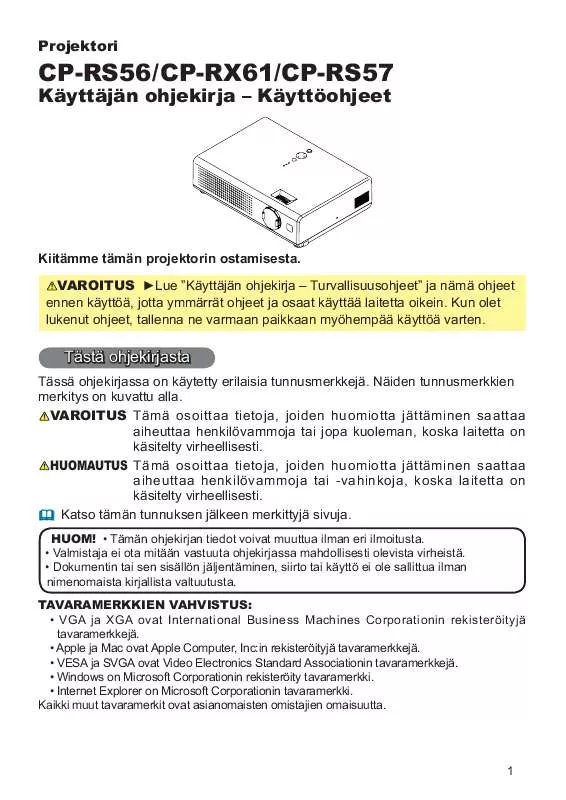 Mode d'emploi HITACHI CP-RS57W