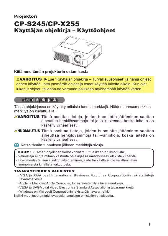 Mode d'emploi HITACHI CP-S245WF