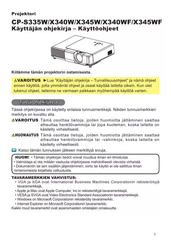 Mode d'emploi HITACHI CP-S335W