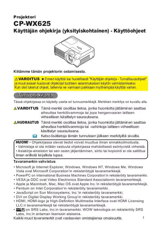 Mode d'emploi HITACHI CP-WX625W