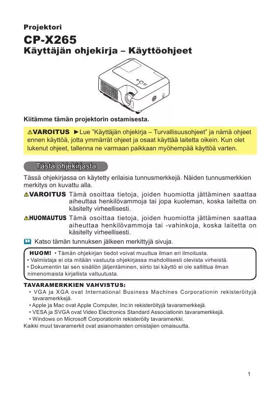 Mode d'emploi HITACHI CP-X265WF