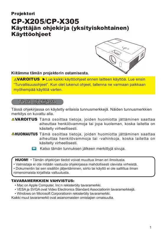 Mode d'emploi HITACHI CP-X305EF