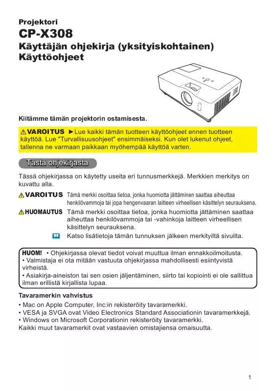 Mode d'emploi HITACHI CP-X308WF