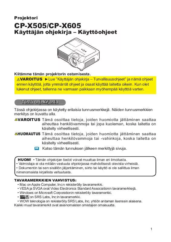 Mode d'emploi HITACHI CP-X505W