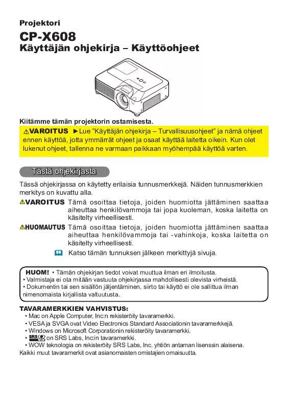 Mode d'emploi HITACHI CP-X608W