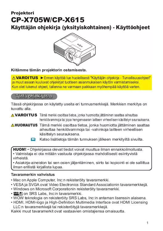 Mode d'emploi HITACHI CP-X705W