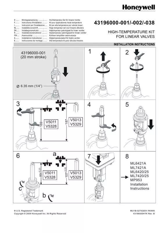 Mode d'emploi HONEYWELL 431960000-0038