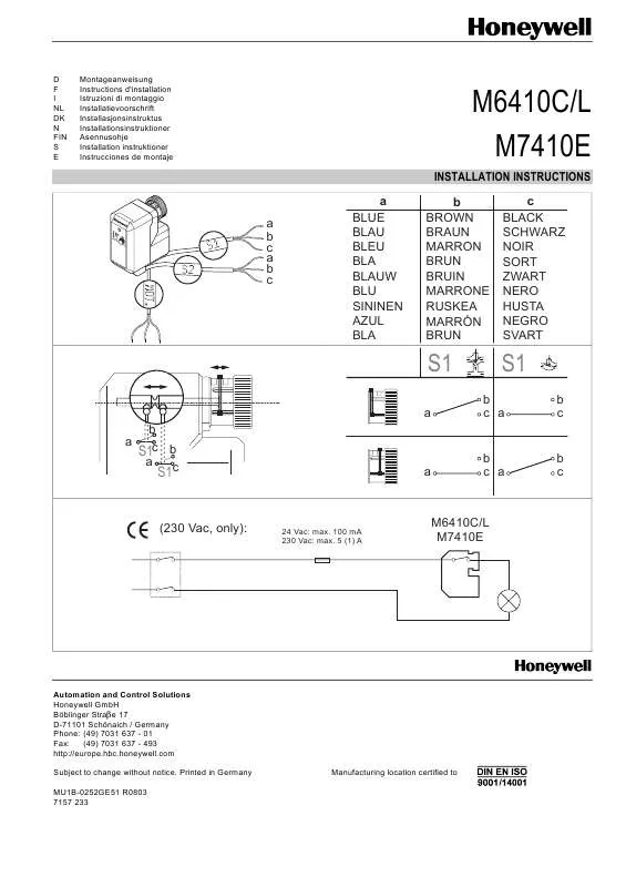 Mode d'emploi HONEYWELL M6410C