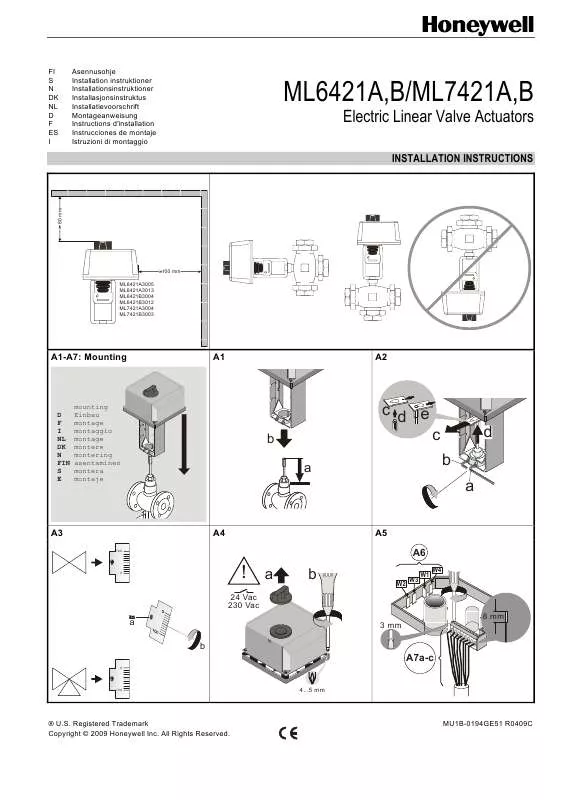 Mode d'emploi HONEYWELL ML6421A