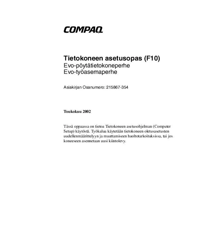 Mode d'emploi HP COMPAQ EVO D310V MICROTOWER