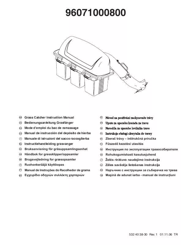 Mode d'emploi HUSQVARNA GRASS COLLECTOR