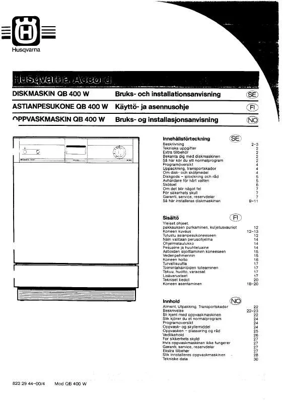 Mode d'emploi HUSQVARNA QB400W