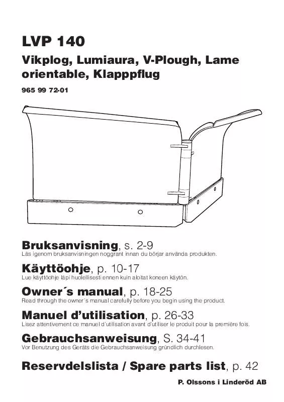 Mode d'emploi HUSQVARNA V-PLOUGH