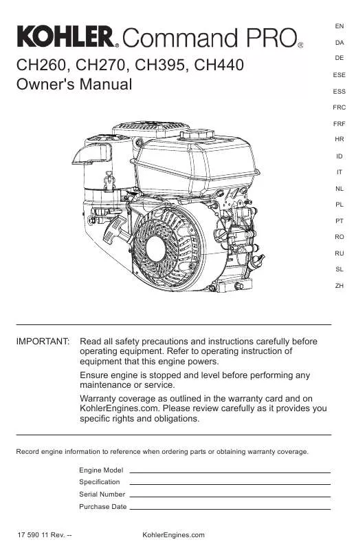 Mode d'emploi KOHLER CH 440