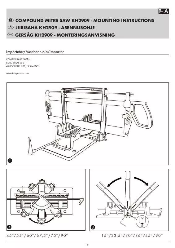 Mode d'emploi KOMPERNASS KH 2909 COMPOUND MITRE SAW