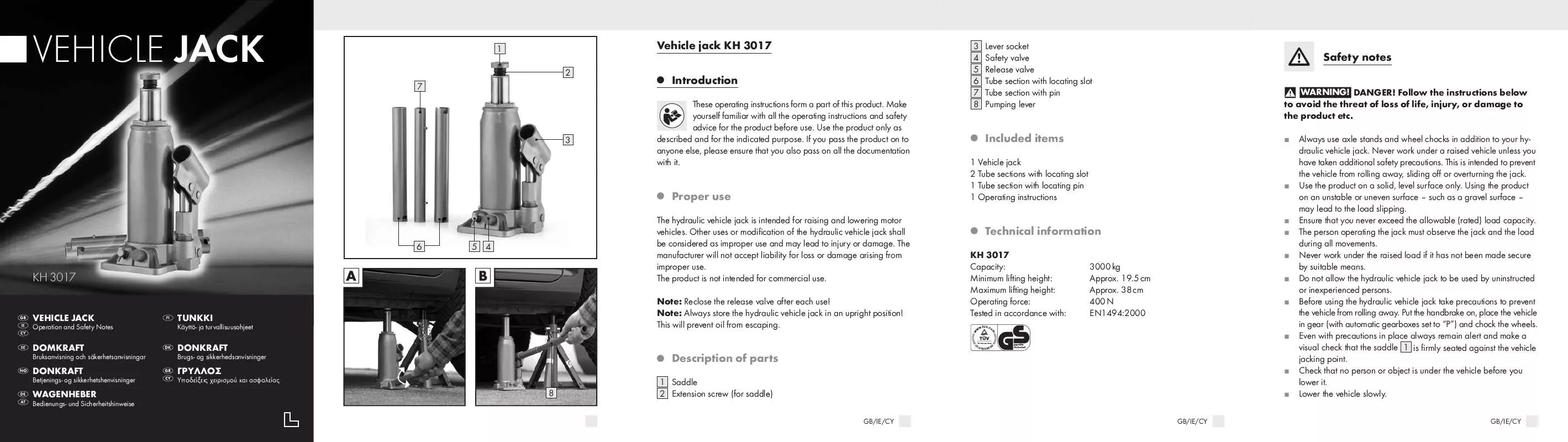 Mode d'emploi KOMPERNASS KH 3017 VEHICLE JACK