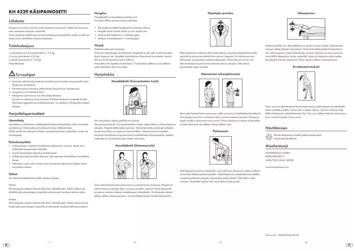 Mode d'emploi KOMPERNASS KH 4229 DUMBBELL SET