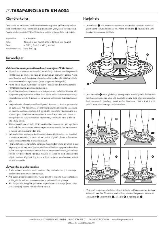 Mode d'emploi KOMPERNASS KH 6004 BALANCE TRAINER