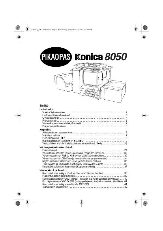 Mode d'emploi KONICA MINOLTA 8050