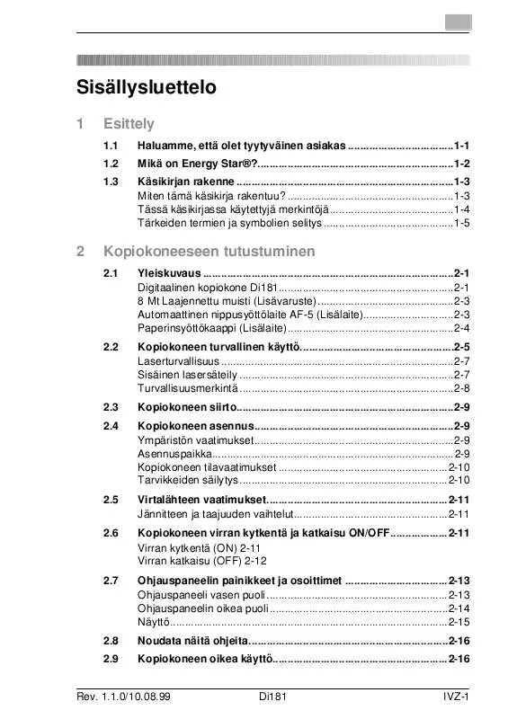 Mode d'emploi KONICA MINOLTA DI181