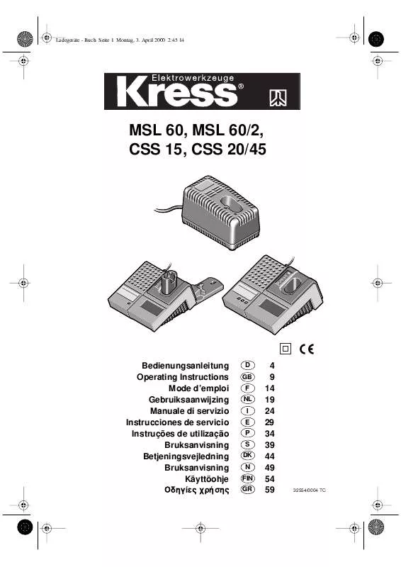 Mode d'emploi KRESS MSL 60