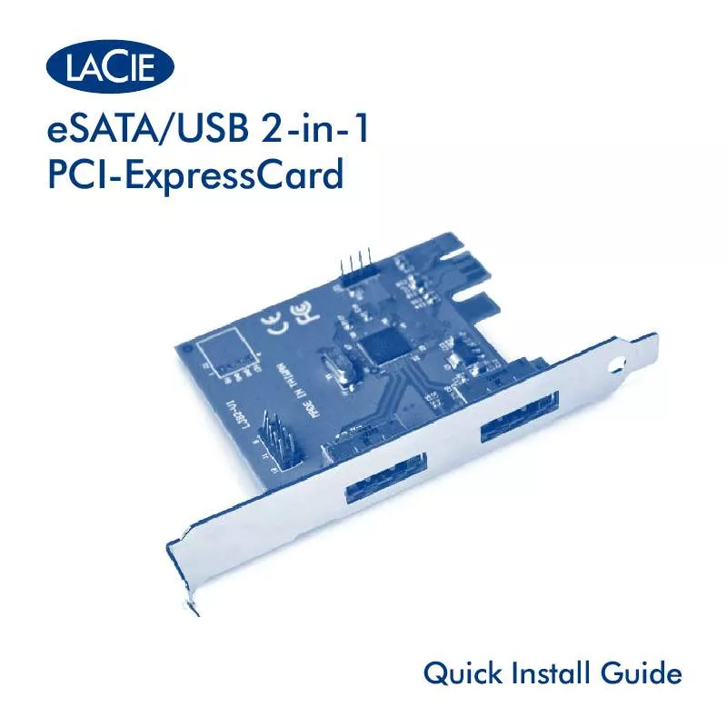 Mode d'emploi LACIE ESATA USB 2-EN-1 PCI-EXPRESSCARD