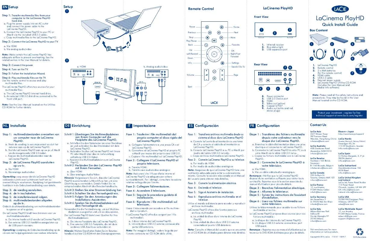 Mode d'emploi LACIE LACINEMA PLAYHD