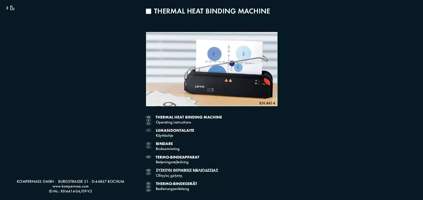 Mode d'emploi LERVIA KH 4414 THERMAL HEAT BINDING MACHINE