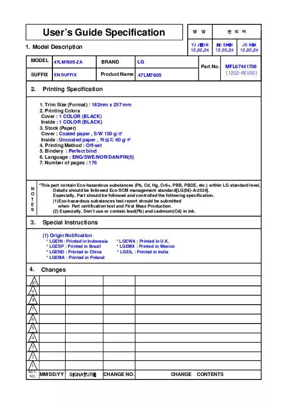 Mode d'emploi LG 47LM620T