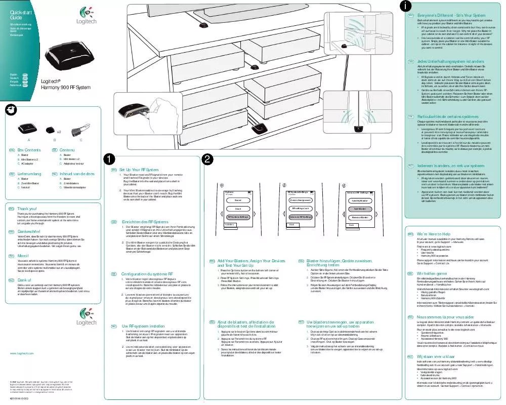 Mode d'emploi LOGITECH HARMONY 900 FF SYSTEM