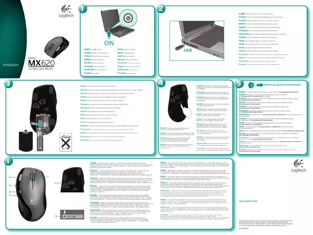 Mode d'emploi LOGITECH MX620 CORDLESS LASER MOUSE