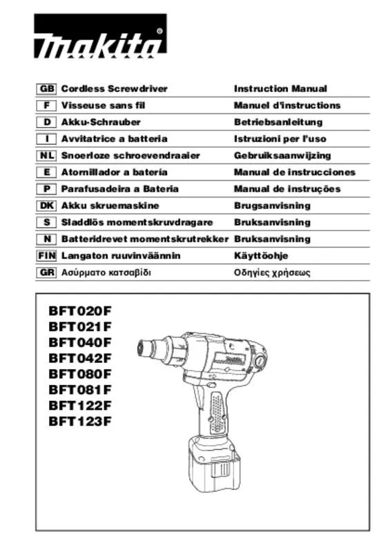 Mode d'emploi MAKITA BFT020F